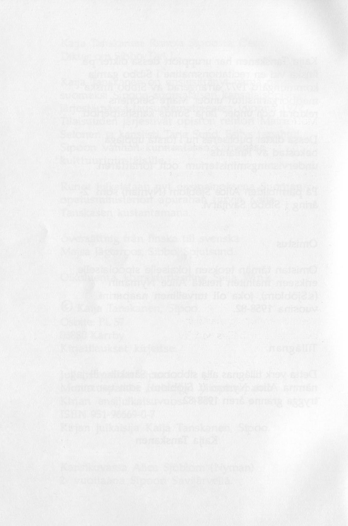 Blank scanned page 6 of Runoja Sipoosta, osa I / Dikter om Sibbo, del I; transcript page available below.