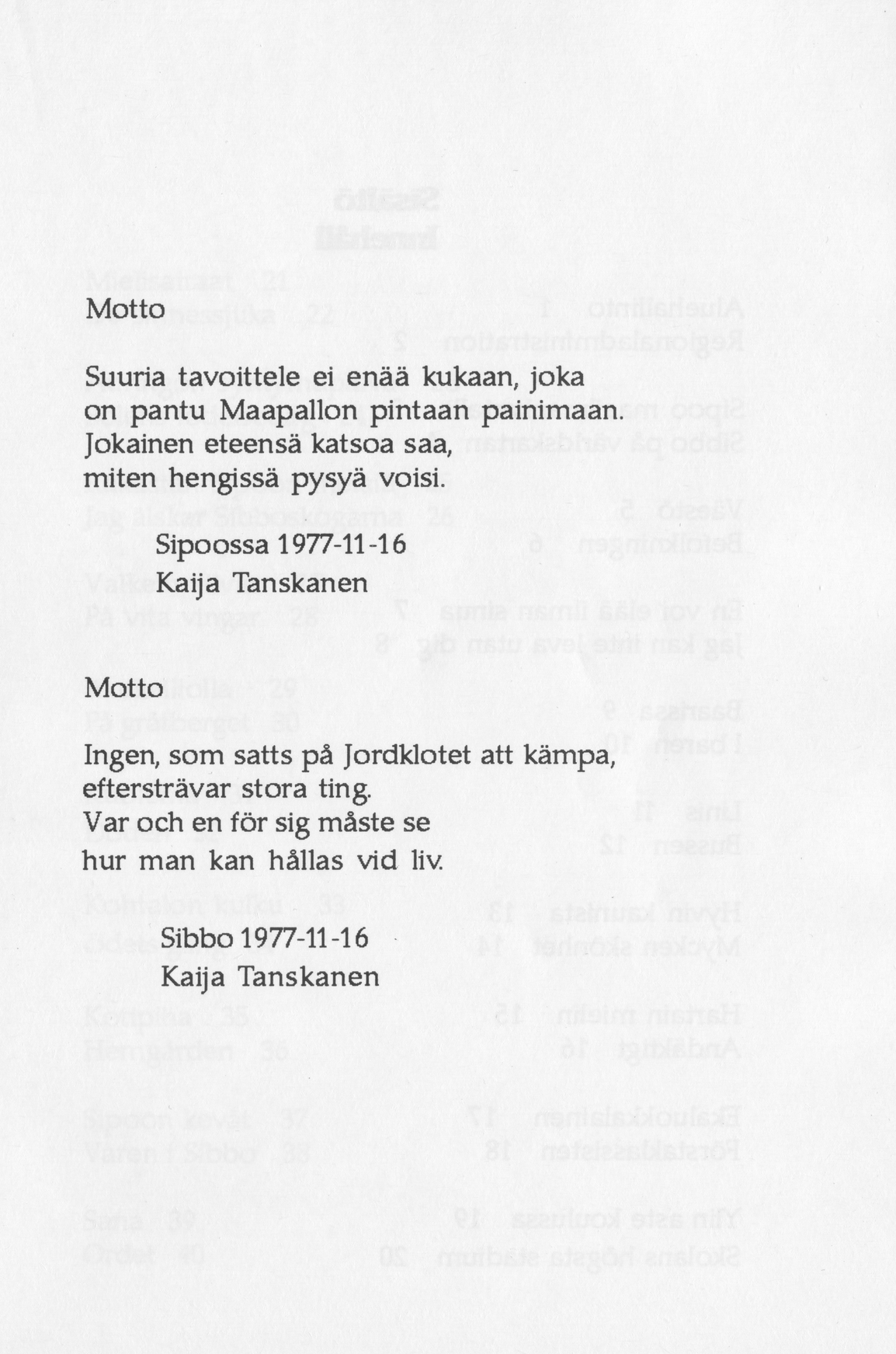 Scanned page 7 of Runoja Sipoosta, osa I / Dikter om Sibbo, del I; complete transcript available below.