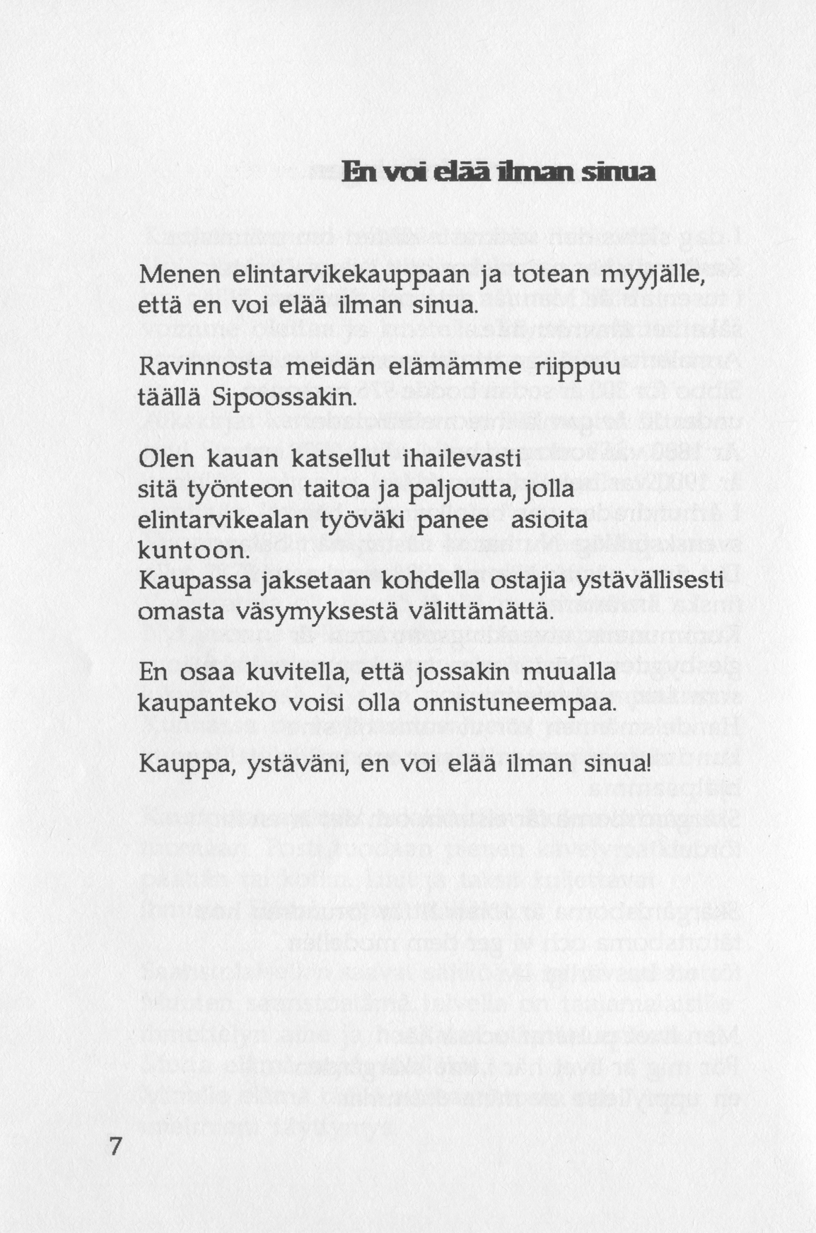 Scanned page 18 of Runoja Sipoosta, osa I / Dikter om Sibbo, del I; complete transcript available below.