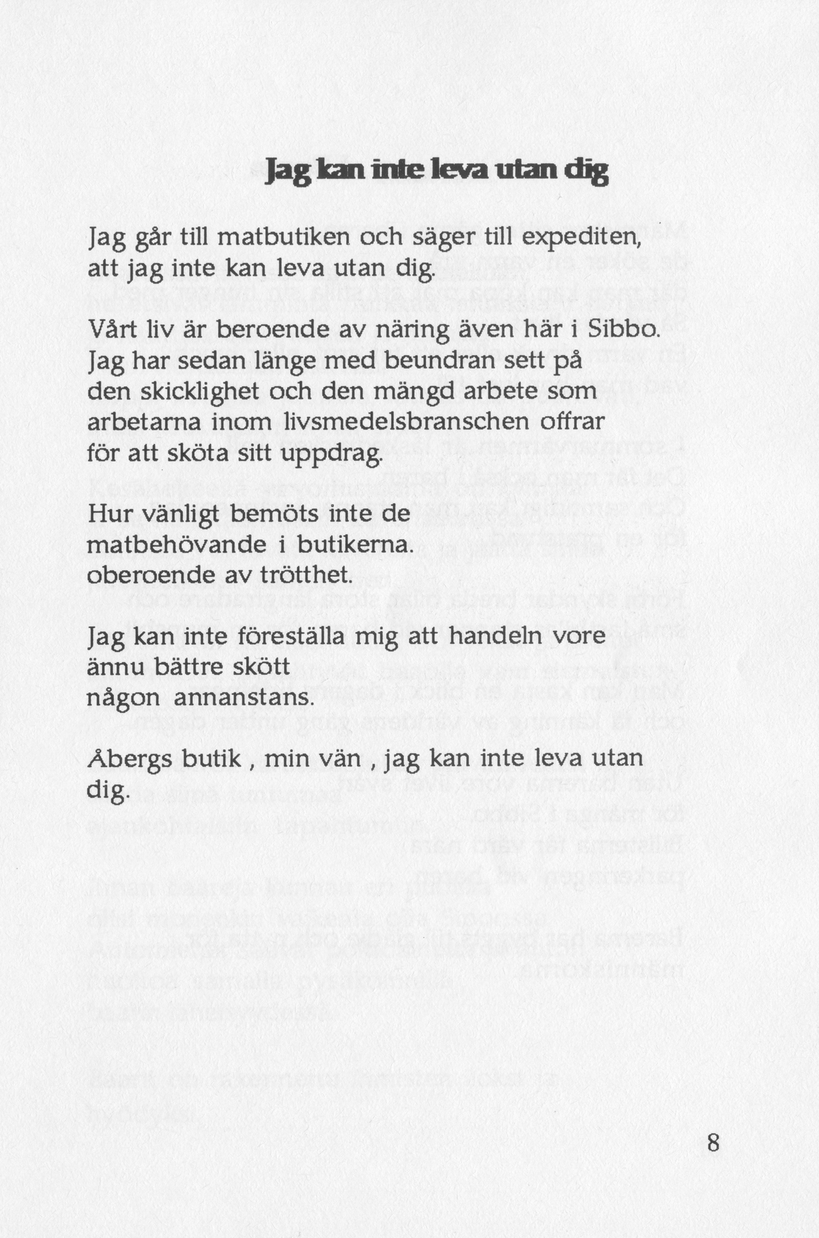 Scanned page 19 of Runoja Sipoosta, osa I / Dikter om Sibbo, del I; complete transcript available below.