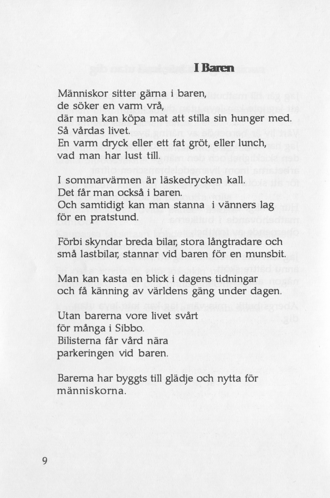 Scanned page 20 of Runoja Sipoosta, osa I / Dikter om Sibbo, del I; complete transcript available below.