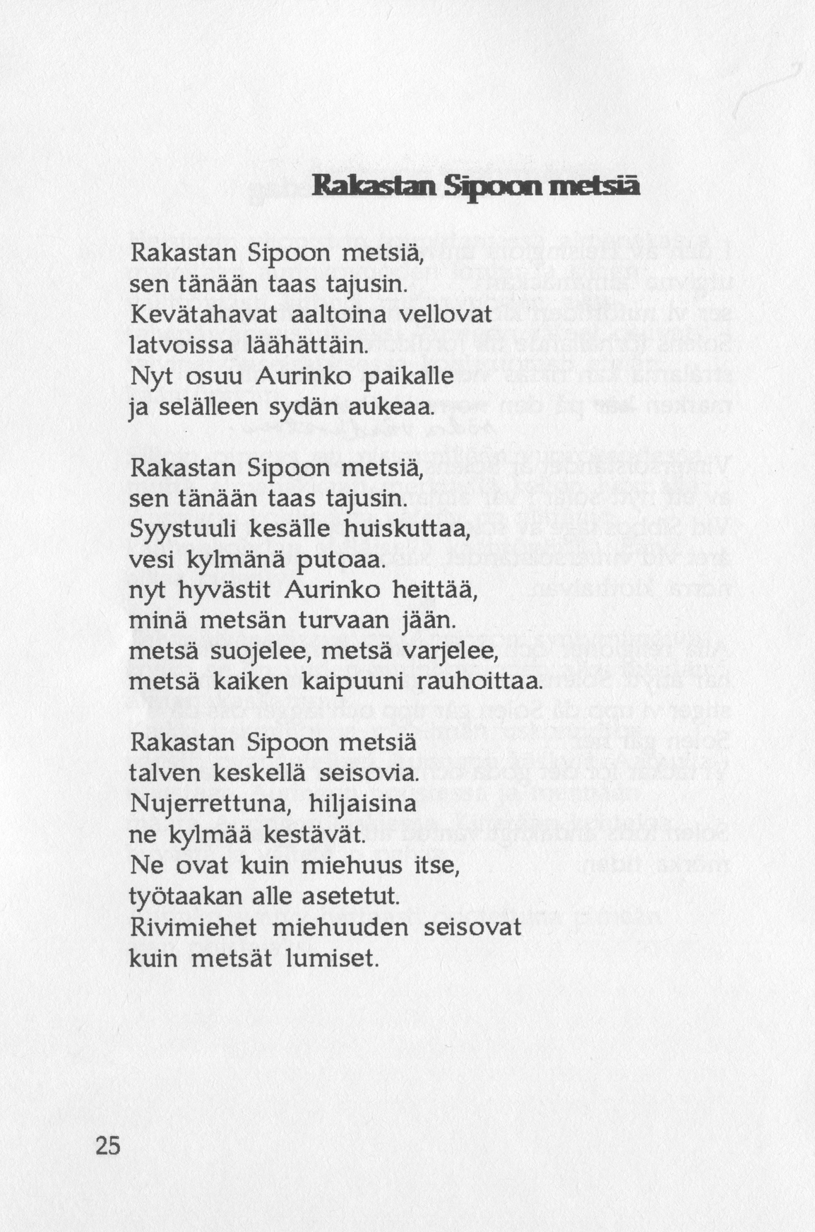 Scanned page 36 of Runoja Sipoosta, osa I / Dikter om Sibbo, del I; complete transcript available below.