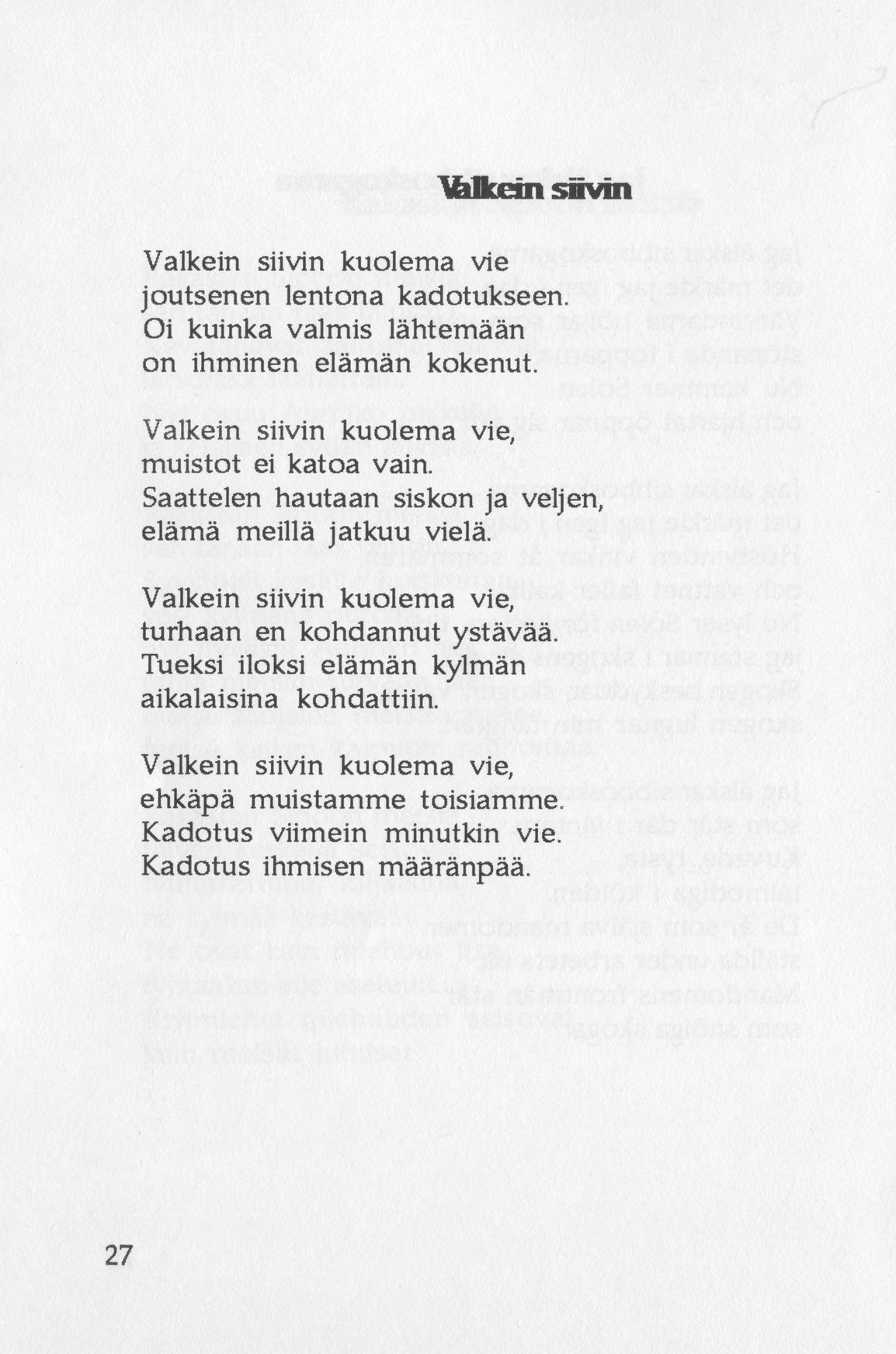 Scanned page 38 of Runoja Sipoosta, osa I / Dikter om Sibbo, del I; complete transcript available below.