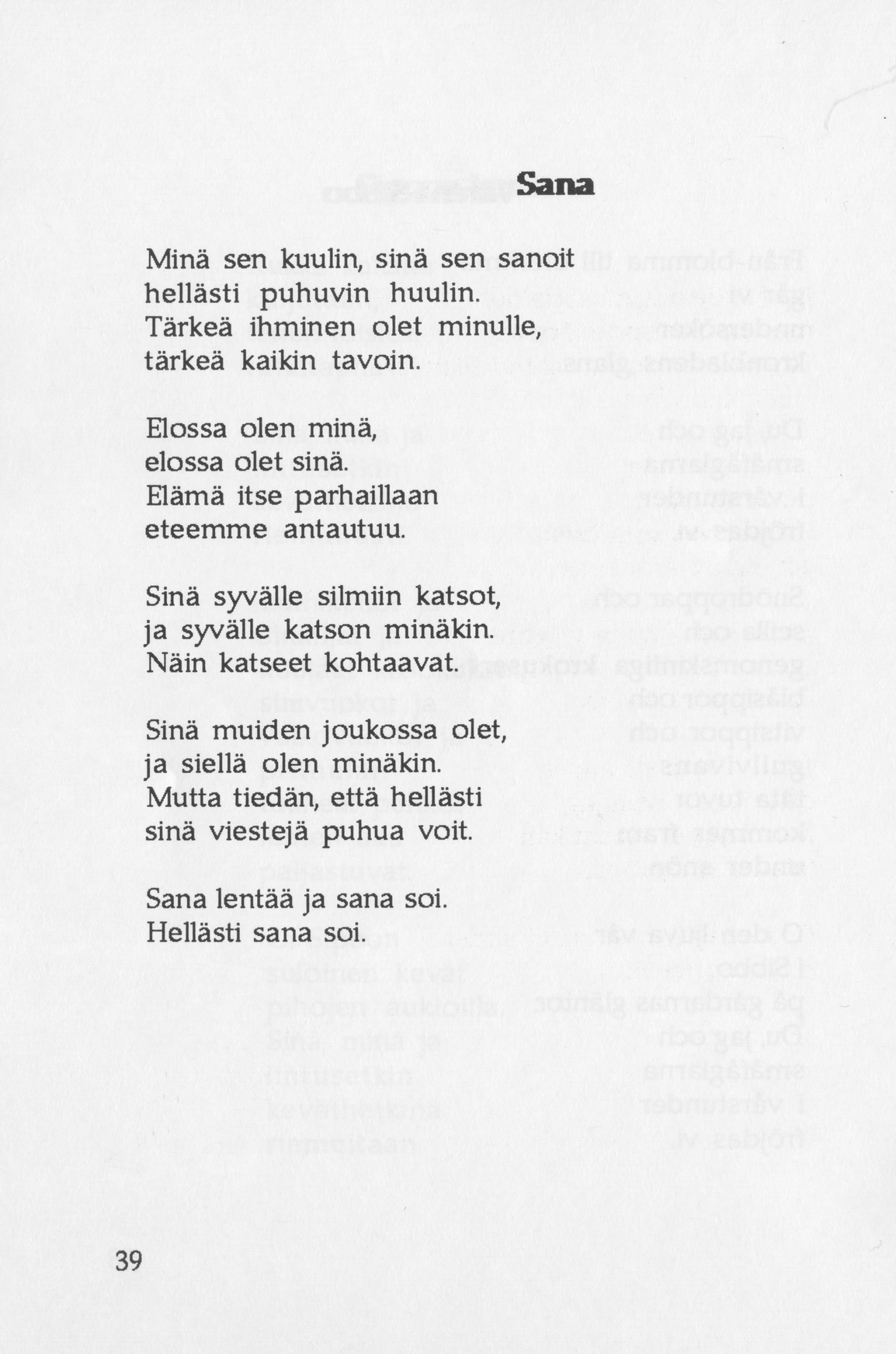 Scanned page 50 of Runoja Sipoosta, osa I / Dikter om Sibbo, del I; complete transcript available below.
