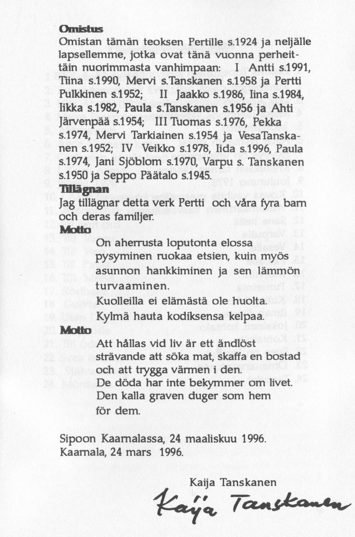 Scanned page 5 of Runoja Sipoosta, osa II / Dikter om Sibbo, del II; complete transcript available below.