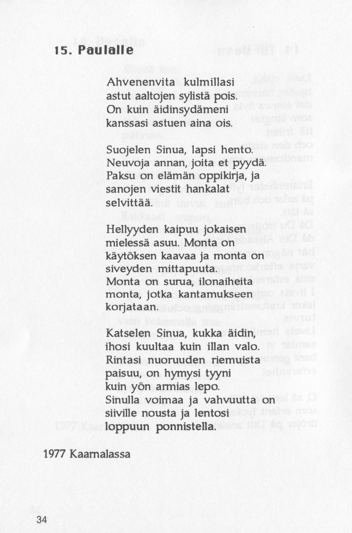 Scanned page 36 of Runoja Sipoosta, osa II / Dikter om Sibbo, del II; complete transcript available below.