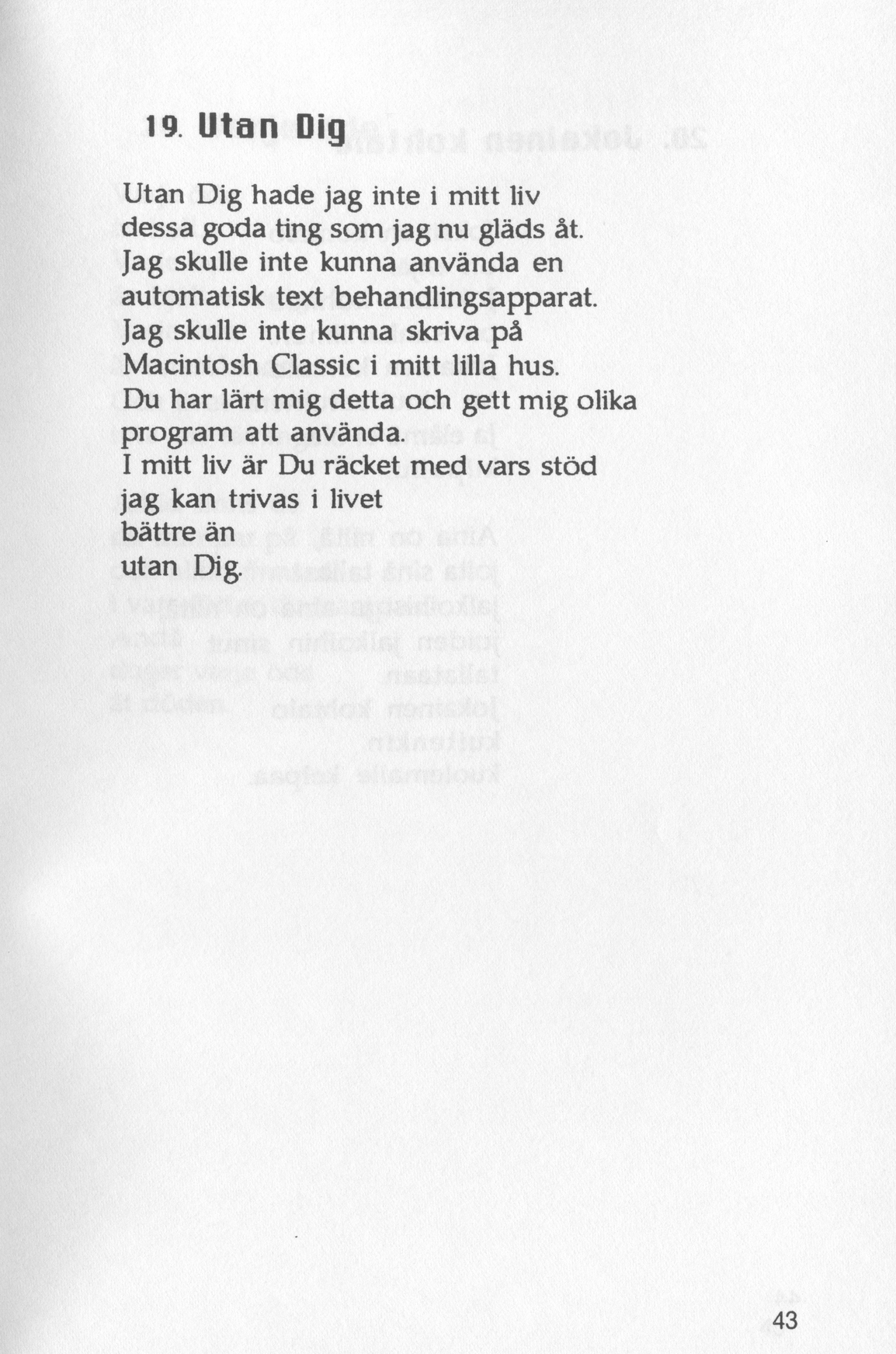 Scanned page 45 of Runoja Sipoosta, osa II / Dikter om Sibbo, del II; complete transcript available below.