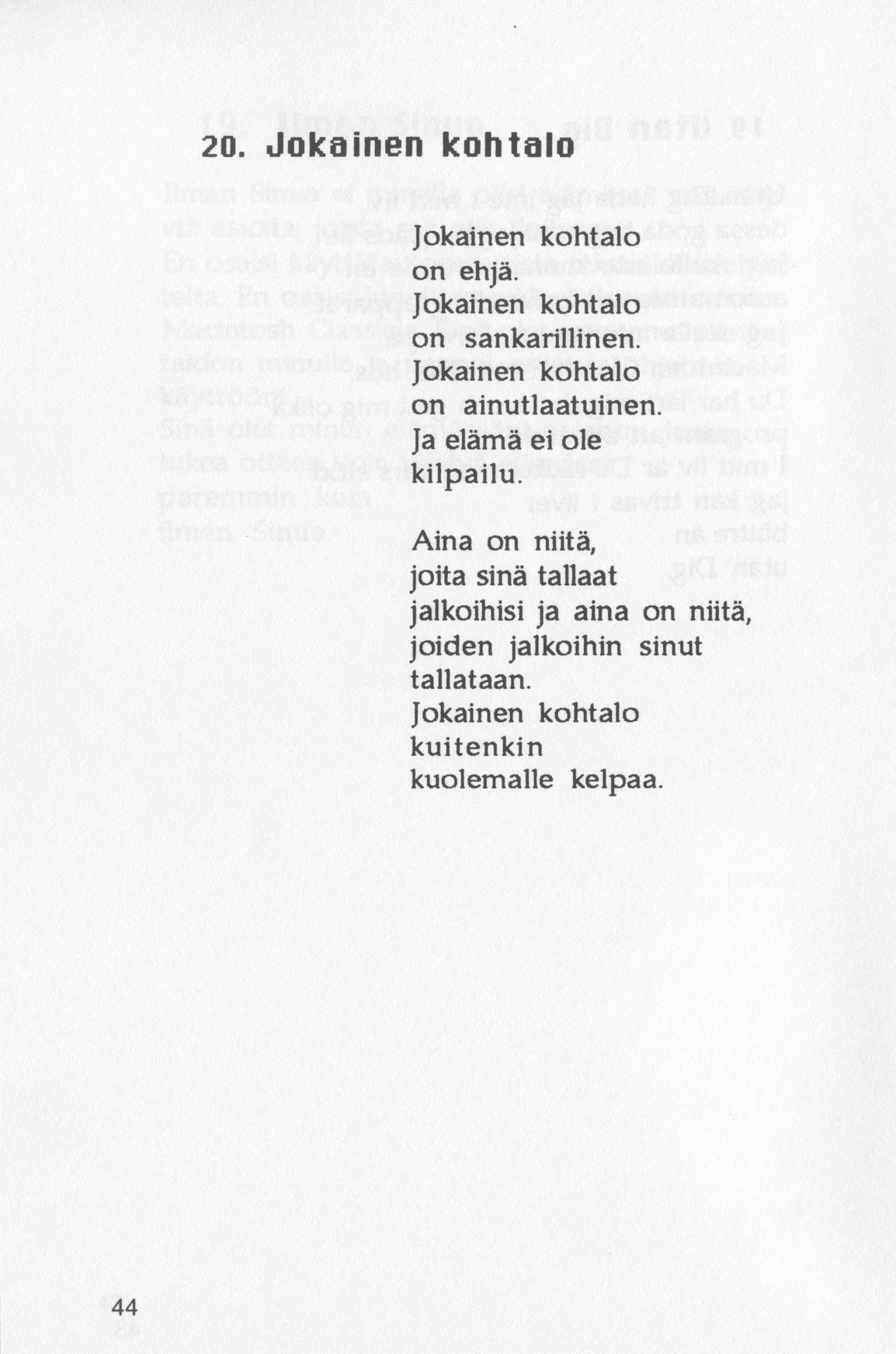 Scanned page 46 of Runoja Sipoosta, osa II / Dikter om Sibbo, del II; complete transcript available below.