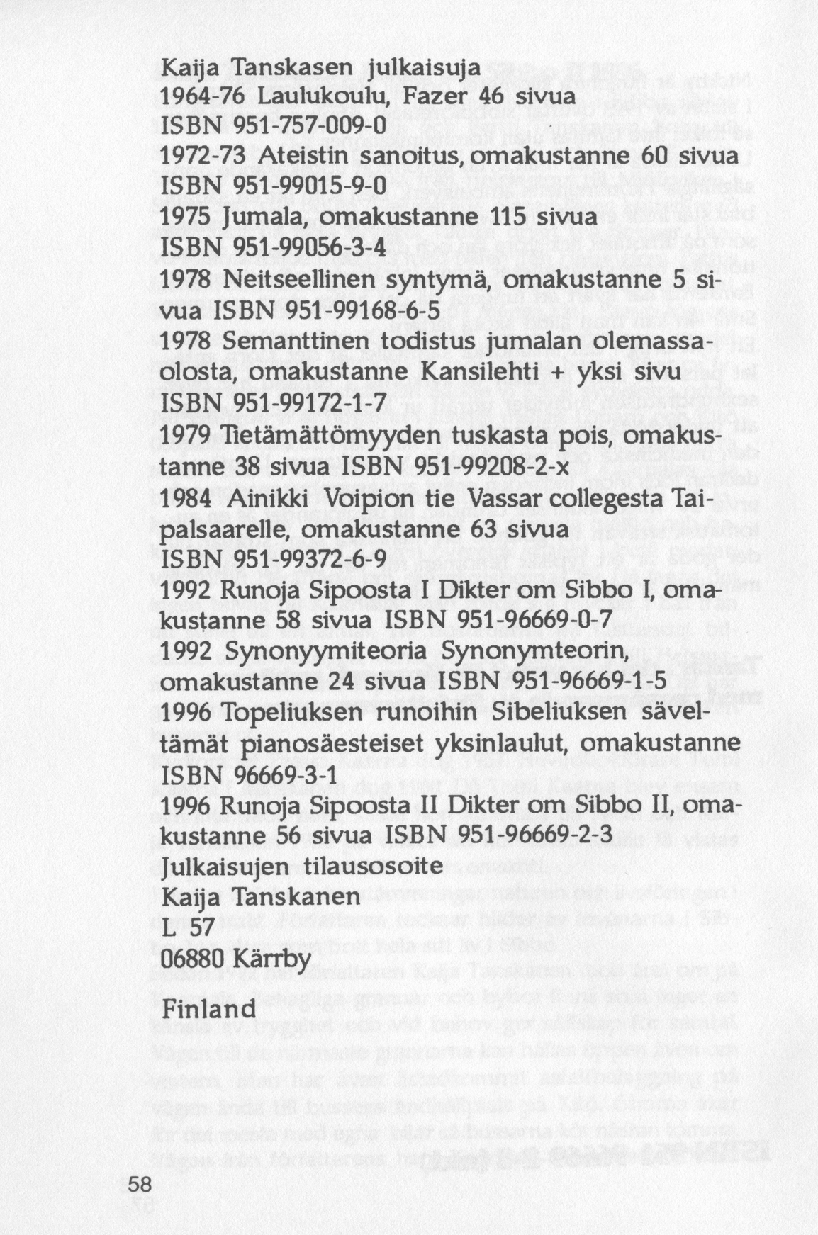Scanned page 60 of Runoja Sipoosta, osa II / Dikter om Sibbo, del II; complete transcript available below.