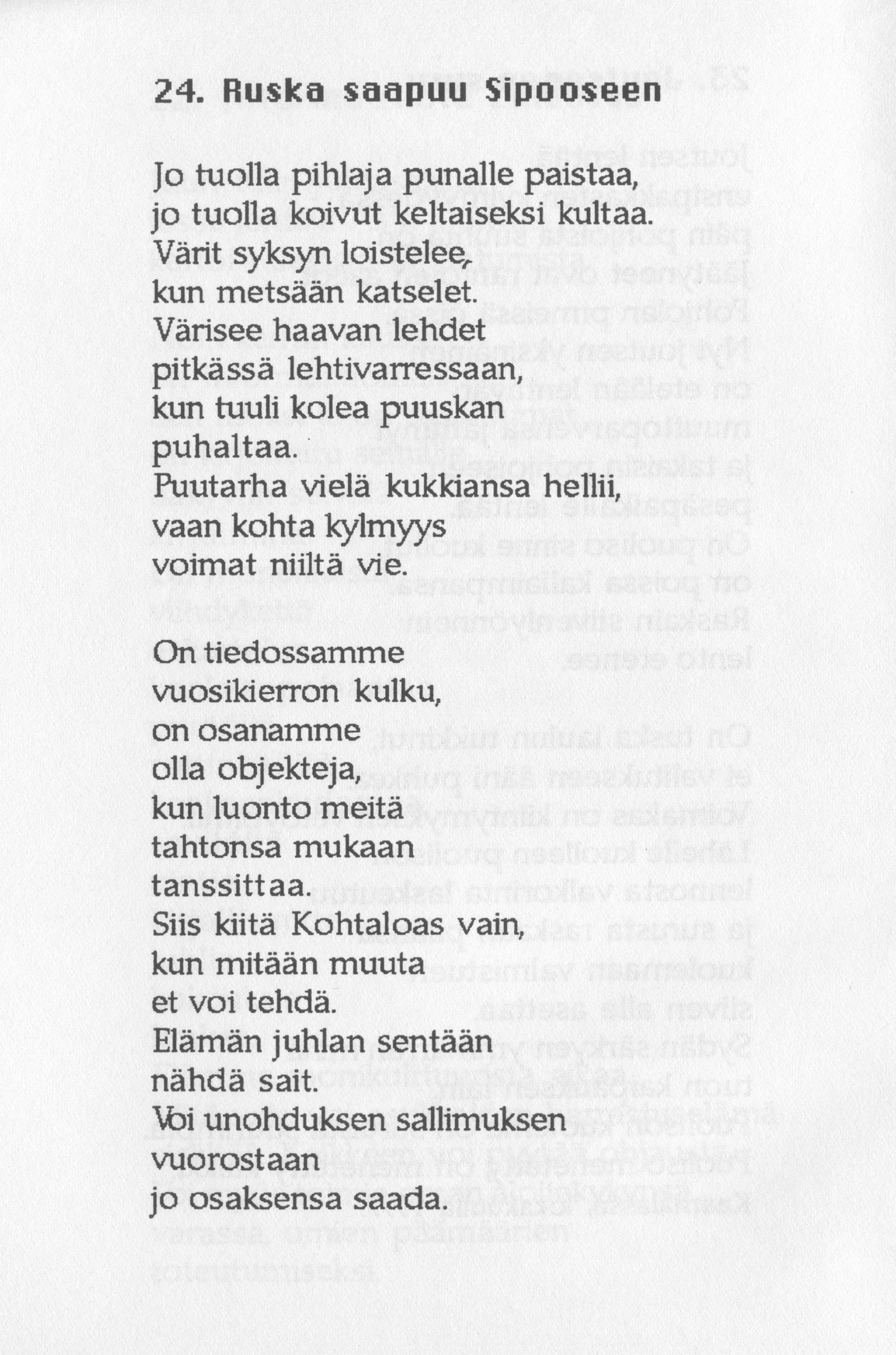 Scanned page 30 of Runoja Sipoosta, IV osa; complete transcript available below.