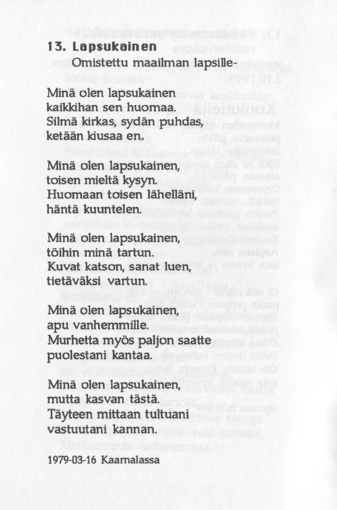 Scanned page 18 of Runoja Sipoosta, V osa; complete transcript available below.