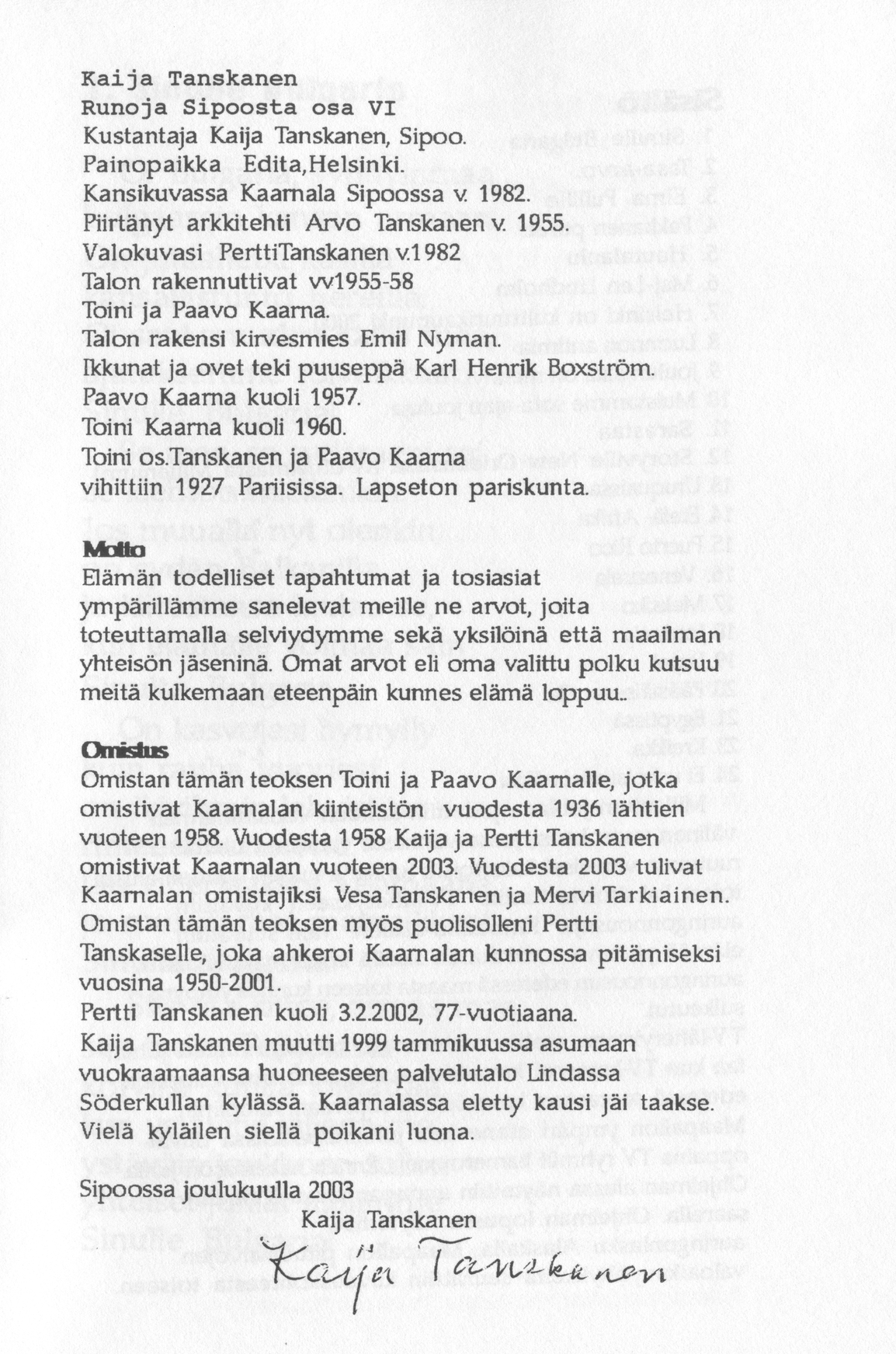 Scanned page 5 of Runoja Sipoosta, VI osa; complete transcript available below.