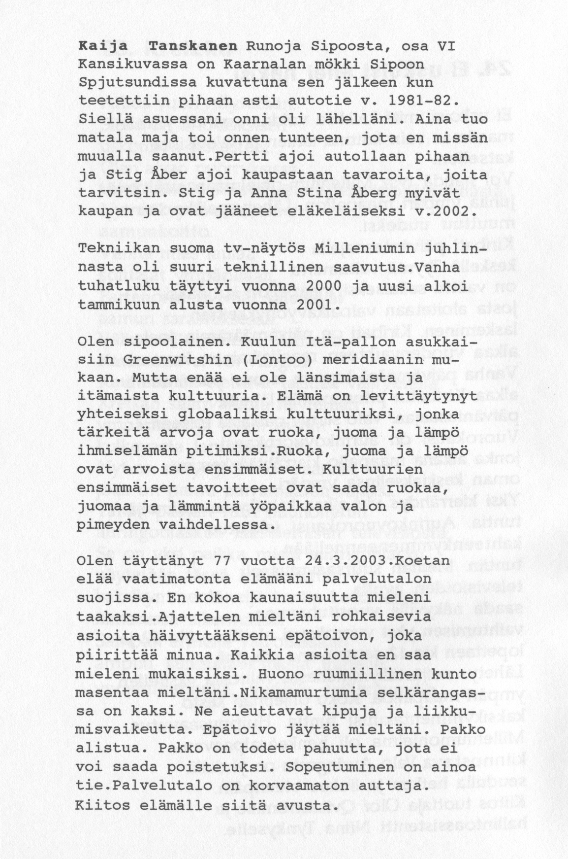 Scanned page 32 of Runoja Sipoosta, VI osa; complete transcript available below.