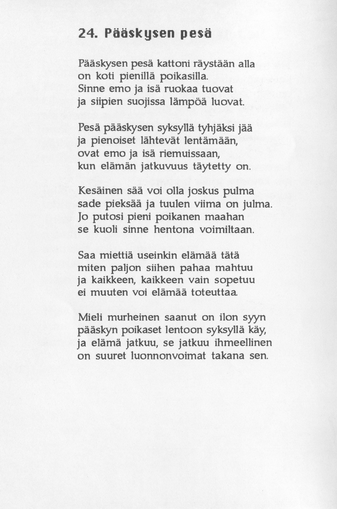 Back cover of Runoja Sipoosta, VIII osa by Kaija Tanskanen; transcript available below.