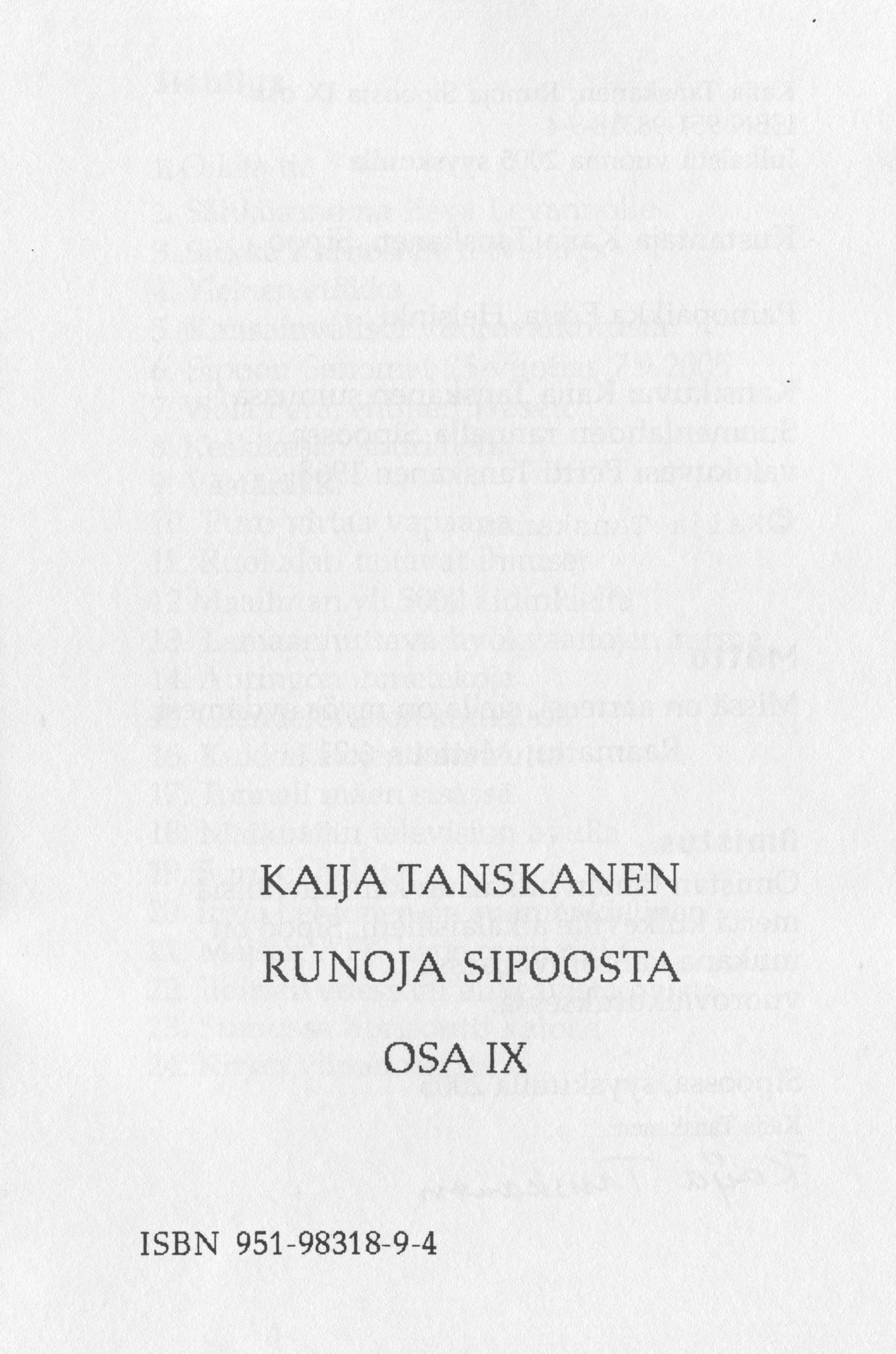Scanned page 3 of Runoja Sipoosta, osa IX; complete transcript available below.