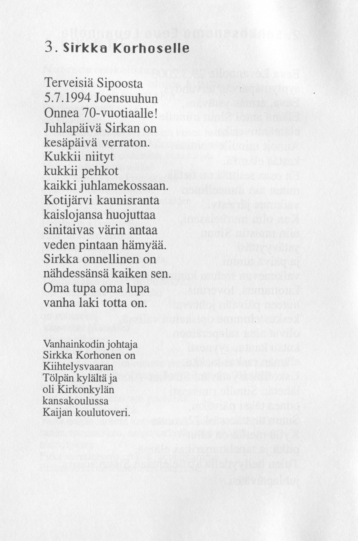 Scanned page 8 of Runoja Sipoosta, osa IX; complete transcript available below.