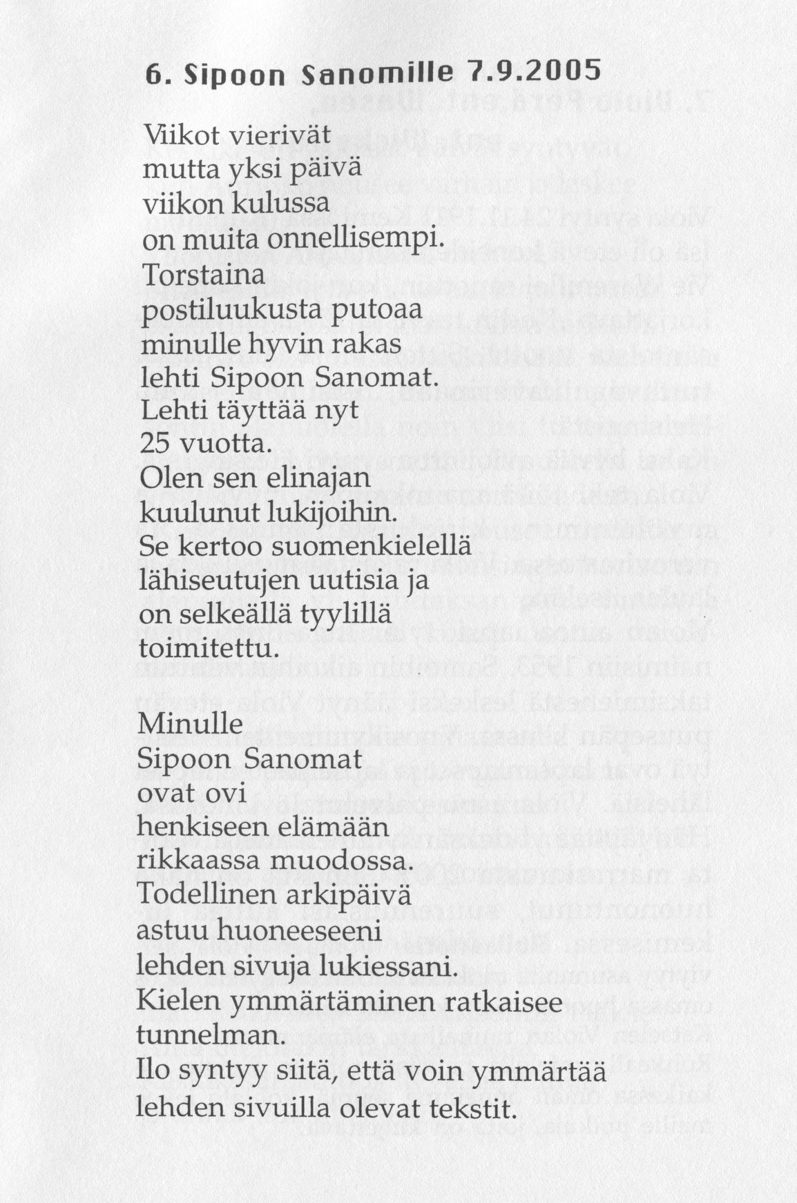 Scanned page 11 of Runoja Sipoosta, osa IX; complete transcript available below.