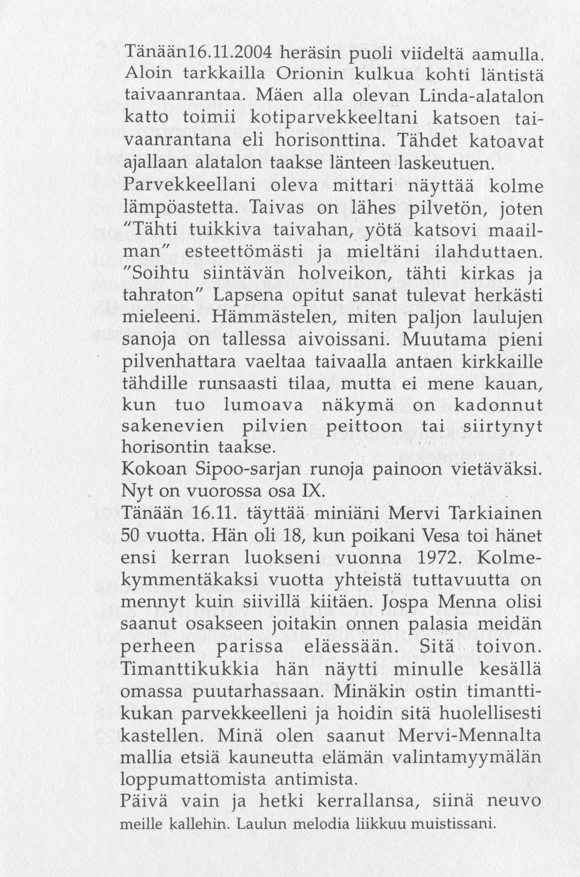 Scanned page 30 of Runoja Sipoosta, osa IX; complete transcript available below.