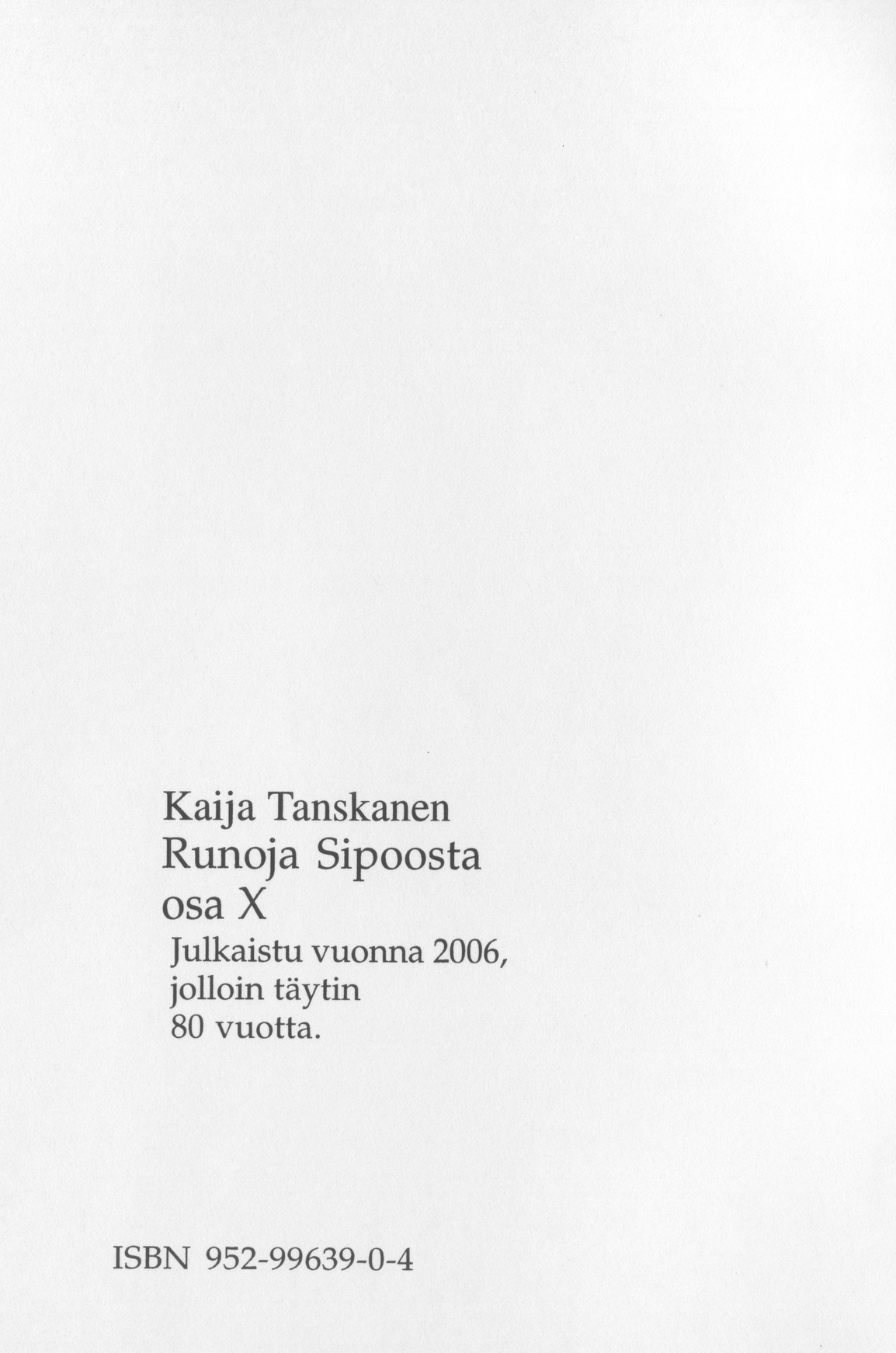 Scanned page 2 of Runoja Sipoosta, osa X; complete transcript available below.
