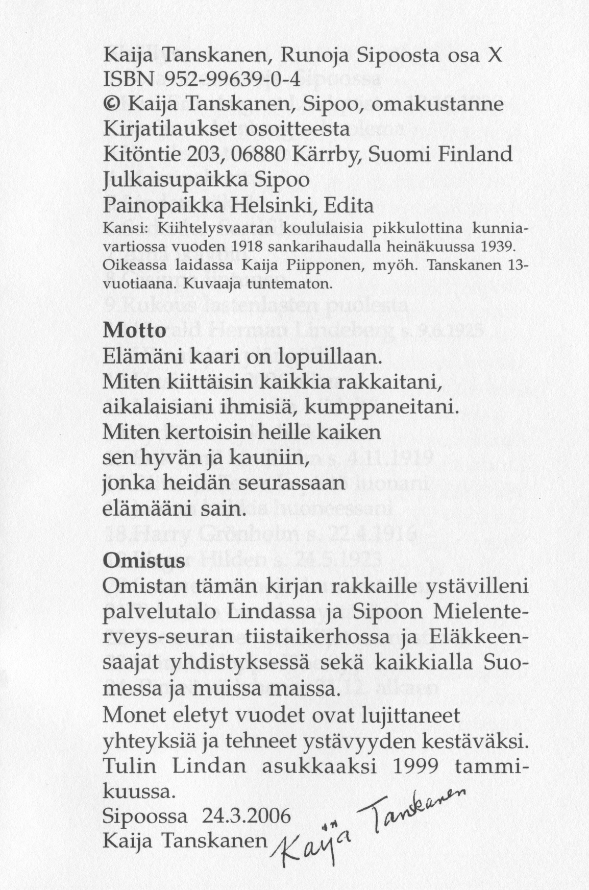 Scanned page 3 of Runoja Sipoosta, osa X; complete transcript available below.