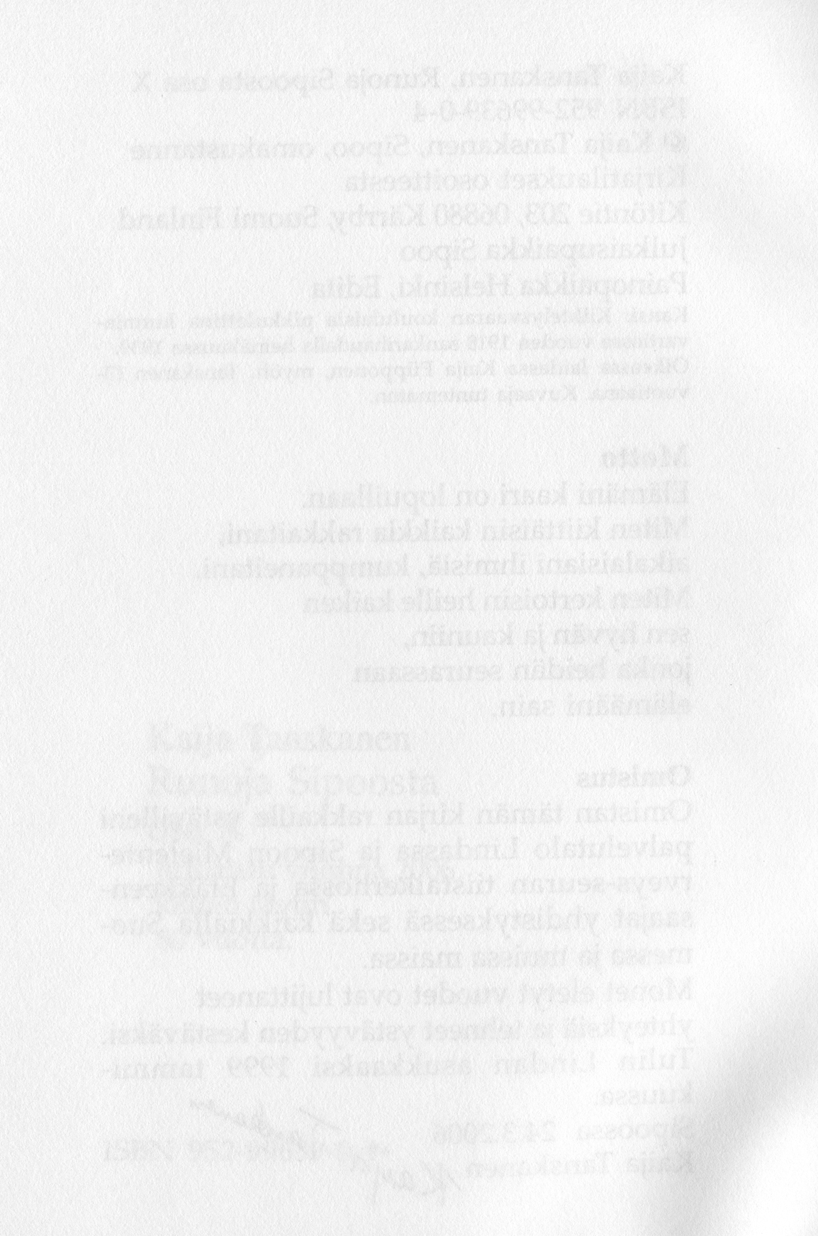 Blank scanned page 4 of Runoja Sipoosta, osa X; transcript page available below.