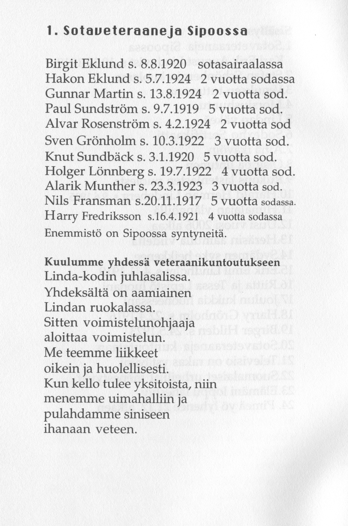 Scanned page 6 of Runoja Sipoosta, osa X; complete transcript available below.