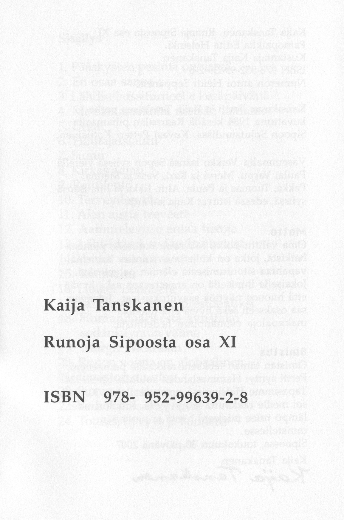 Scanned page 3 of Runoja Sipoosta, osa XI; complete transcript available below.