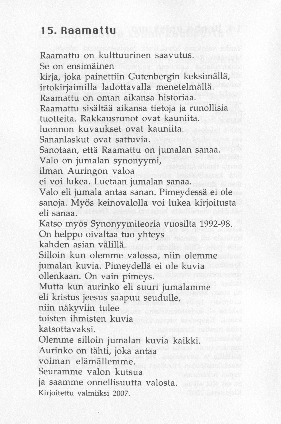 Scanned page 20 of Runoja Sipoosta, osa XI; complete transcript available below.