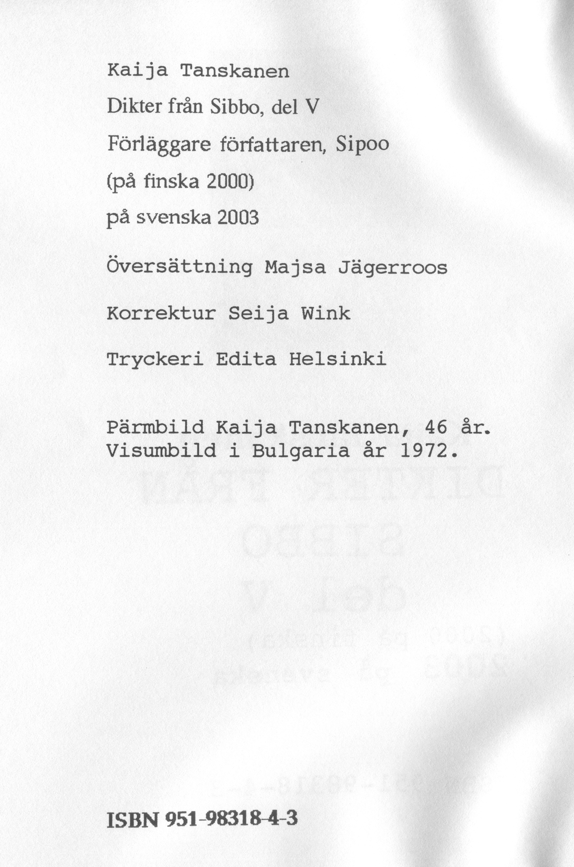 Scanned page 2 of Dikter från Sibbo, del V; complete transcript available below.